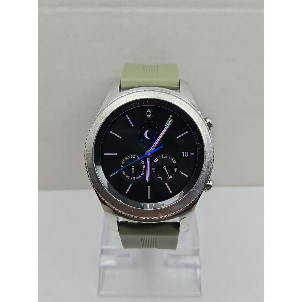 Samsung Gear S3 Classic ATT LTE GPS 46mm Silver Smartwatch Green Band - Read